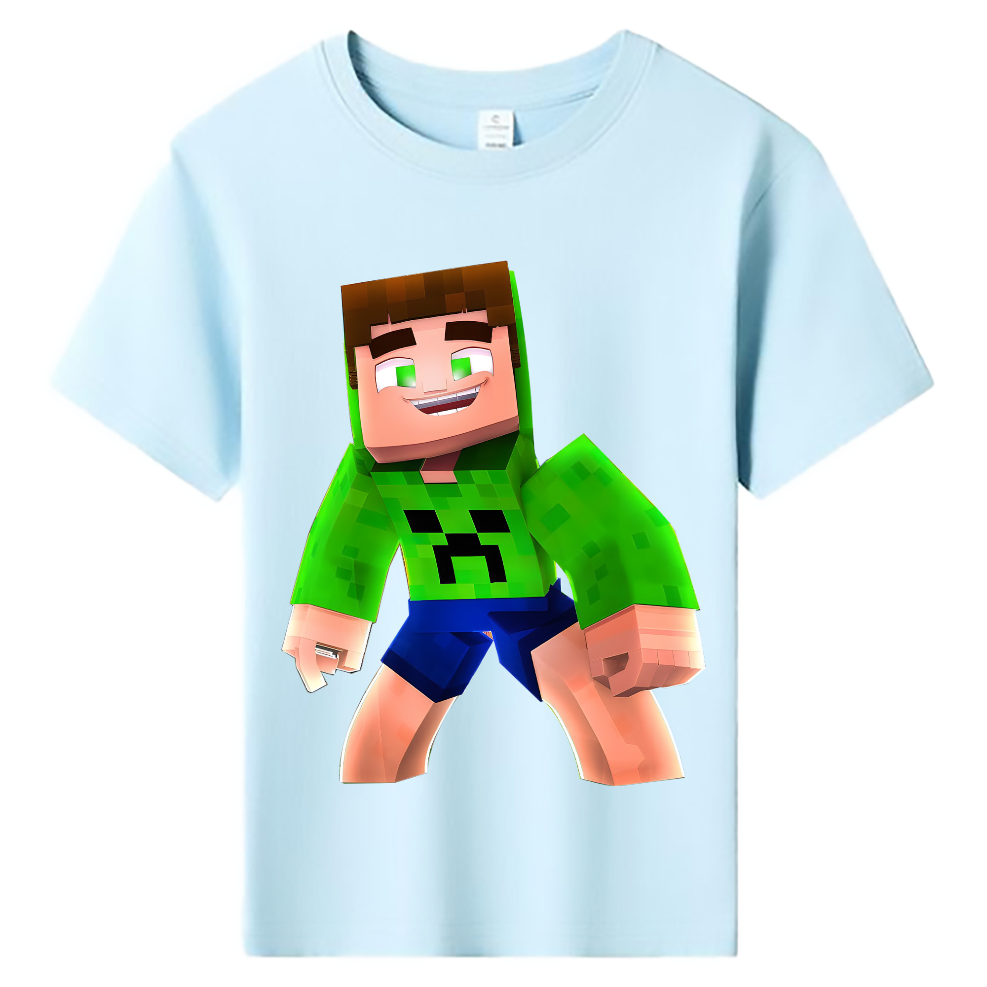 （画像用） マインクラフト ブロックの世界 Minecraft MC Block world 綿100％キッズTシャツ（フロントプリント）